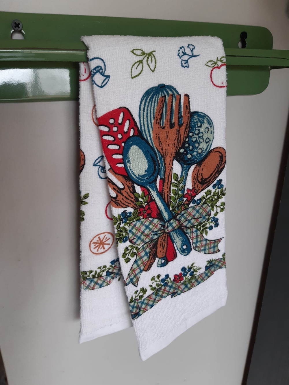 Kitchen Utensil Print Dish Towel - Green Blue Red